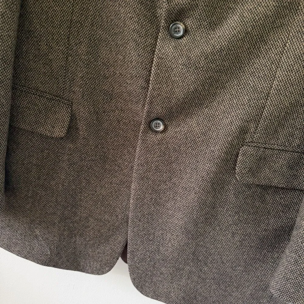 Stafford Mens 42L Wool Lambswool Blazer Sport Coat Tweed 2 Button Front Brown